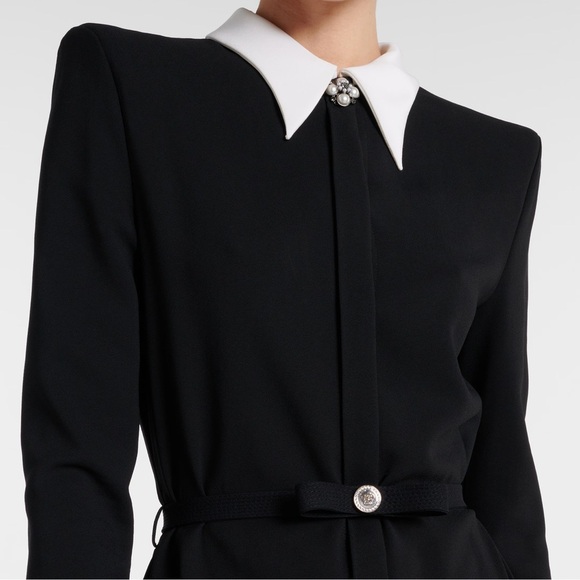 VERSACE CONTRAST-COLLAR SABLÉ MIDI SHIRT DRESS - Size 40 - NWT - Picture 11 of 13